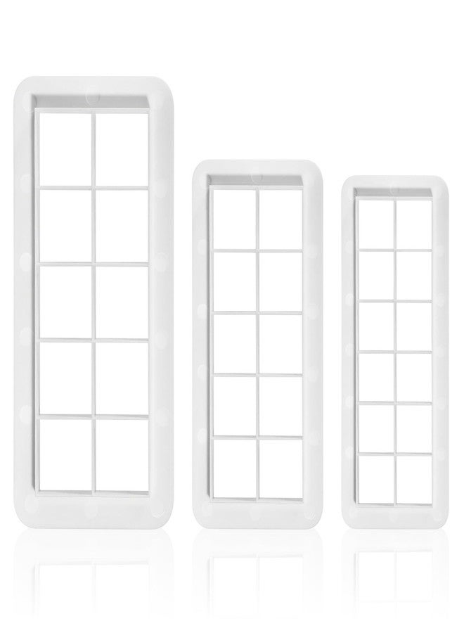 Exircy 3Pcs White Square Cookie Cutter Set, 3 Size Multicutter Square Cake Fondant Cutter Geometric Baking Tools Biscuit Cutters Cake Decorating - Image 1